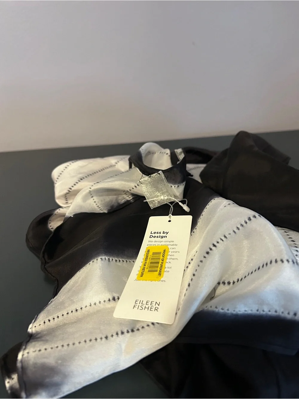 Eileen Fisher Silk scarf Gray Black One Size